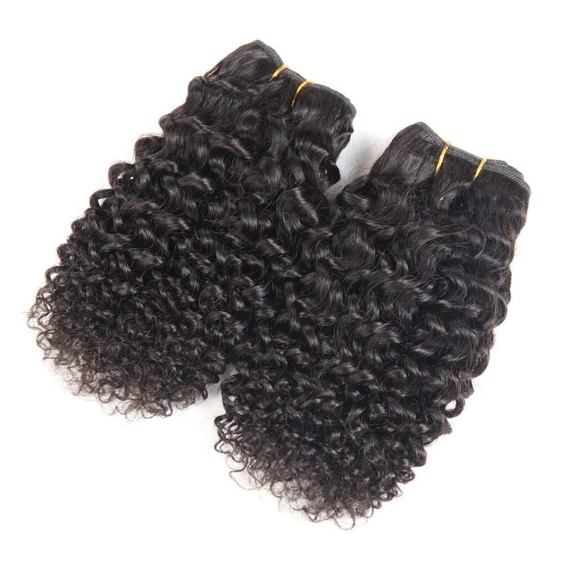 Peiyulex Brazilian Curly Bundles Human Hair Brazilian Kinky Curly Weave 4 Bundles Human Hair 100% Unprocessed Brazilian Virgin Human hair Natural Color (Curly Bundles, 4x10 Inch) - Image 3